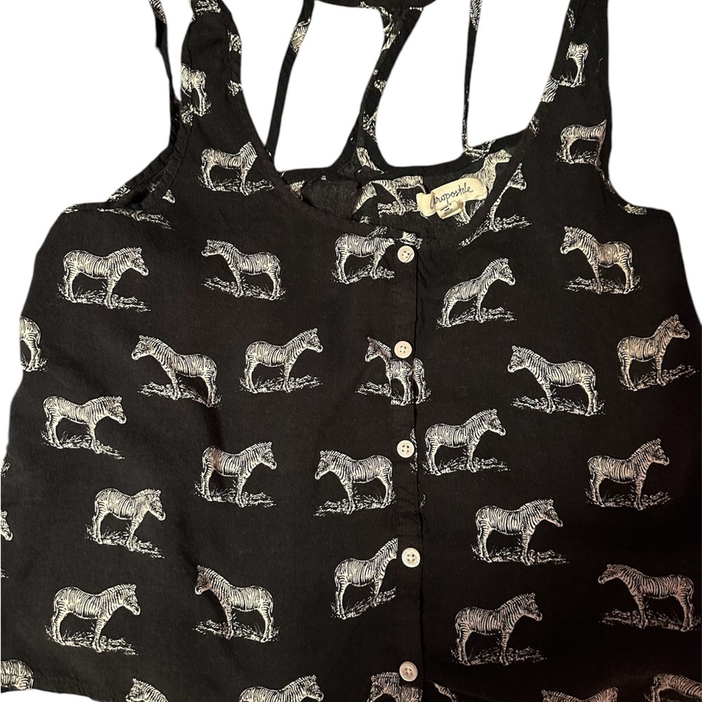 Aéropostale Zebra Print Tank Top – Black/White – Women’s Medium